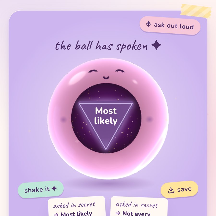 Product art: the 3D 8 ball mid-shake with an answer card.